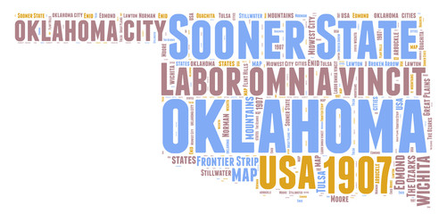 Oklahoma USA state map tag cloud