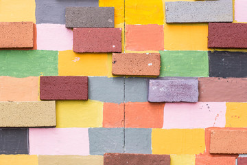 Colorful painted brick wall / Background