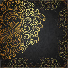 Black card with gold ornament - 60209727