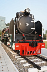 Fototapeta premium Locomotive is on display in the park at Siriraj Hospital