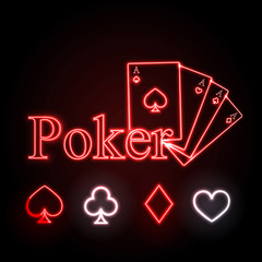 neon sign. Poker