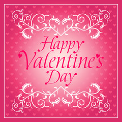 Pink Happy Valentines day background card with flowers