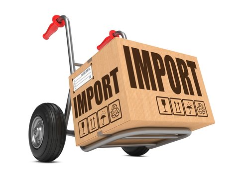 Import - Cardboard Box on Hand Truck.