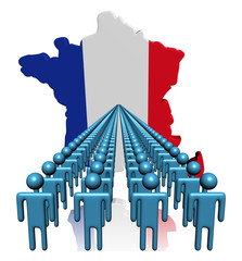 Fototapeta premium Lines of people with France map flag illustration