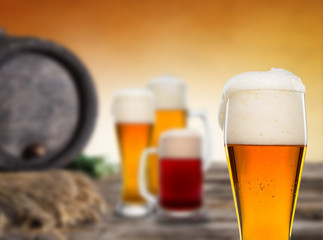 Still Life with a draft beer by the glass.