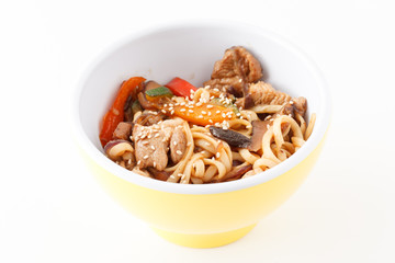 noodle with meat and vegetables