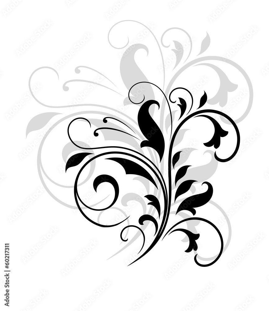 Poster Swirling floral pattern