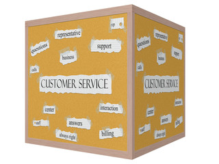 Customer Service 3D Cube Corkboard Word Concept