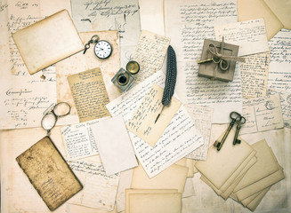 old letters and postcards, vintage accessory and antique book