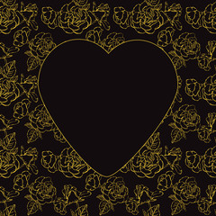 Valentine's Day. Gold roses and hearts. Vector illustration. EPS