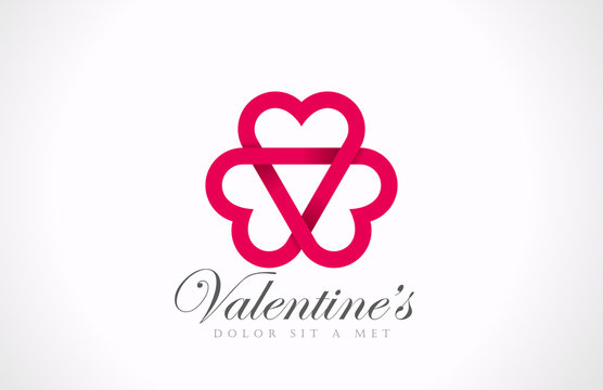 Logo Three Looped Hearts - Love triangle. Infinite loving