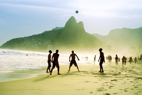 Carioca Brazilians Playing Altinho Futebol Beach Soccer Football