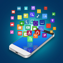 Touch screen mobile phone with colorful application icons,cell p