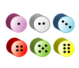 Round dice, buttons, isolated, vector