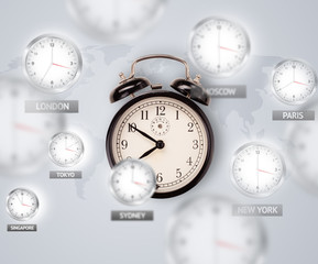 Naklejka premium Clocks and time zones over the world concept