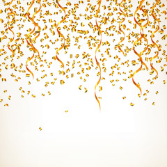 Vector Party Background with Golden Confetti