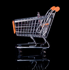 Empty Shopping Cart isolated in black