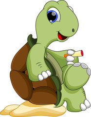 Obraz premium cute turtle being smoked