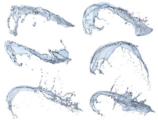 pure water splash collection isolated on white background