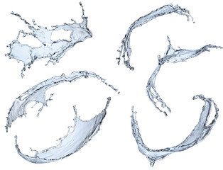 pure water splash collection isolated on white background