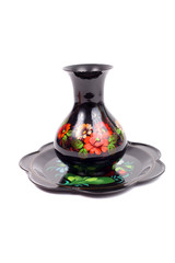 Zhostovo vase and tray set