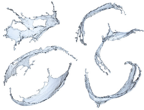 pure water splash collection isolated on white background