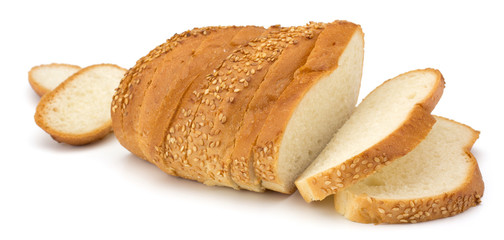 Slices of bread isolated on white background