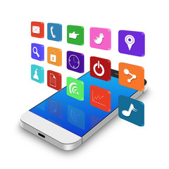 Colorful application icon on smartphone,cell phone illustration
