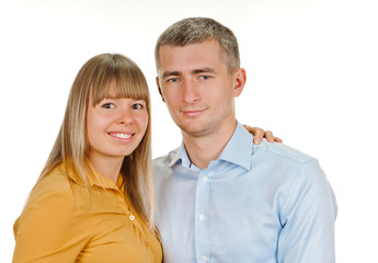 portrait of young couple on white background