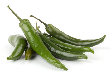 Hot chili peppers isolated on white background