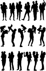 Silhouette of parents and children