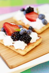 Waffles and fresh fruits