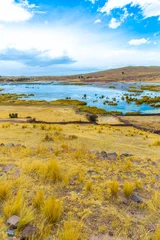 Naadloos Fotobehang Airtex Funerary towers and ruins in Sillustani, Peru,South America © vitmark