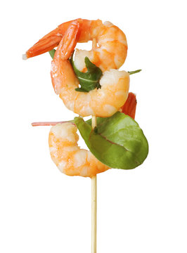 Gambas auf Spie&szlig; mit Salat