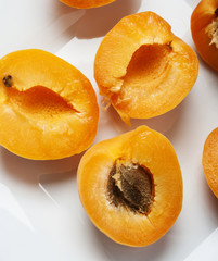 fresh cut apricot on white background