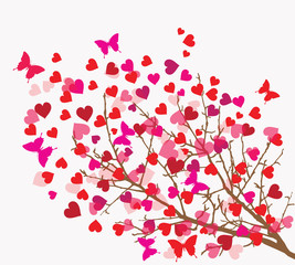 Valentine's day background. Tree with hearts (vector)