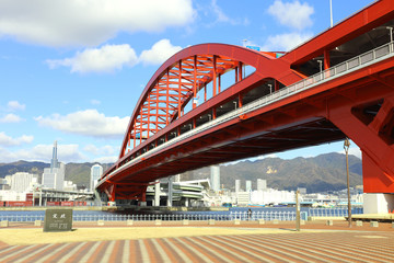 Kobe Bridge in Kobe, Japan - obrazy, fototapety, plakaty