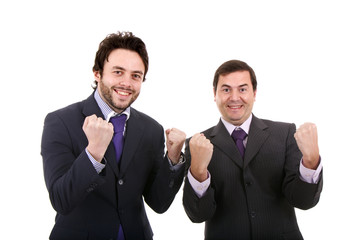 Two Businessman standing on a white background
