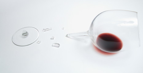 Red wine in broken glass