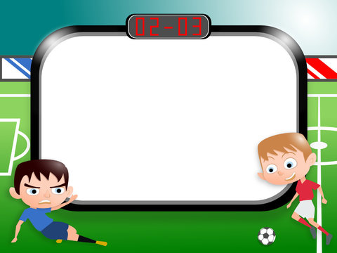 Joueurs de foot cartoon Carte invitation cadre photo