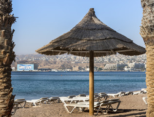 Leisure and recreation in the sandy beach of Eilat, Israel
