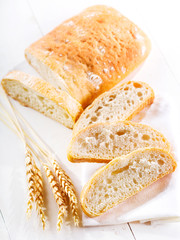 sliced ciabatta bread with wheat ears