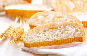 sliced ciabatta bread with wheat ears