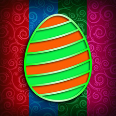 Happy Easter card - easter egg on patterned background