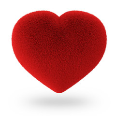 Red Furry Heart isolated on white background
