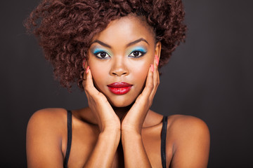 afro american woman with colorful makeup