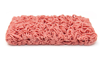 Mince beef isolated on a white studio background.