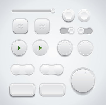 Modern UI button set including switches and push buttons