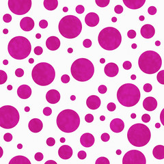 Bright Pink Polka Dots on White Textured Fabric Background © Karen Roach