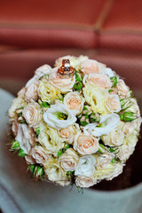 Wedding bouquet of pink and white  roses